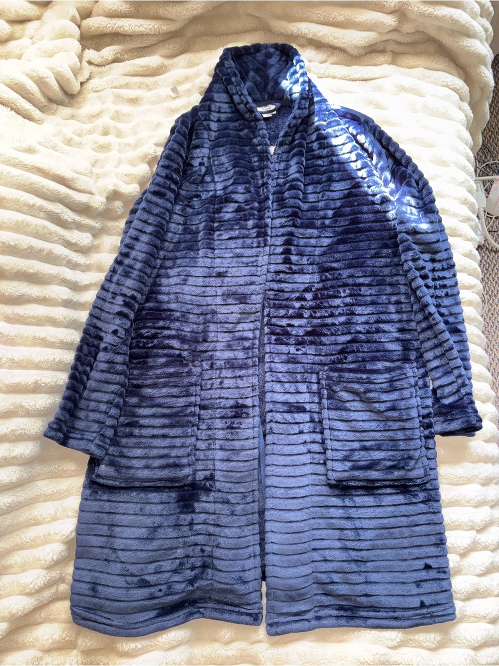 Jenni Intimates Plush Hooded Robe Navy Blue XS/S “Let Me Sleep”